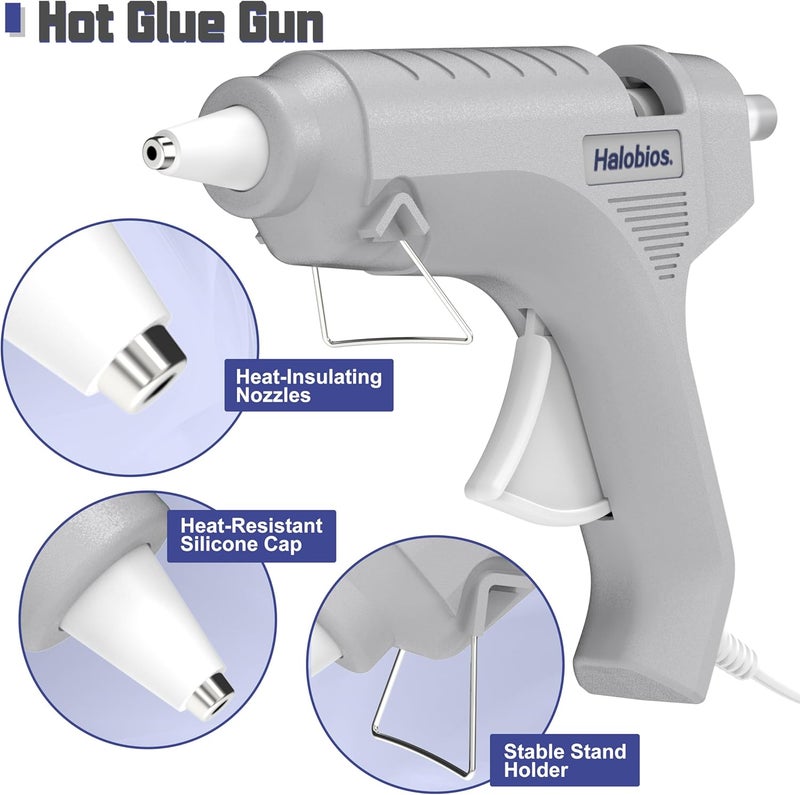 Halobios Hot Glue Gun, Fast Preheating Hot Melt Glue Gun with 20 Glue Sticks, Hot Glue Gun Full Size for Making Decoration School DIY Crafts Projects Home Repairs(40W Gray) - Image 5